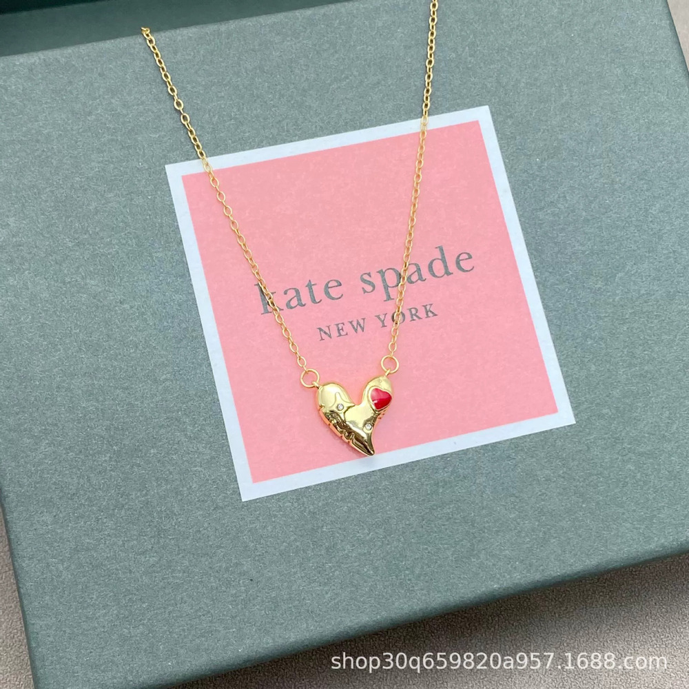 kate spade Enamel Rhinestone Heart Pendant Necklace - Picture 6 of 6
